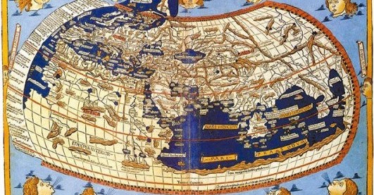 Weltkarte nach Ptolemaeus des Kartographen Nicolaus Germanus, Holzschnitt von Johann Schnitzer (1482), Public Domain via Wikimedia Commons