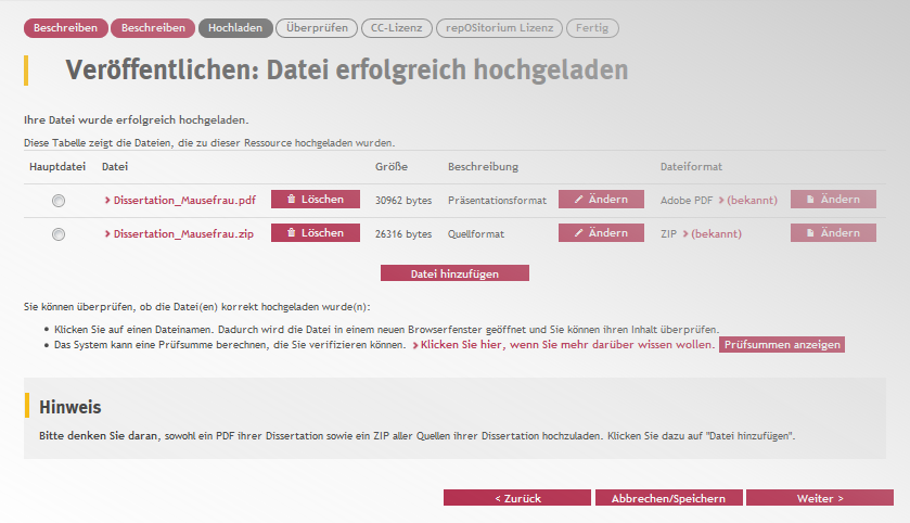 Screenshot Dateiübersicht Screenshot Dateiübersicht