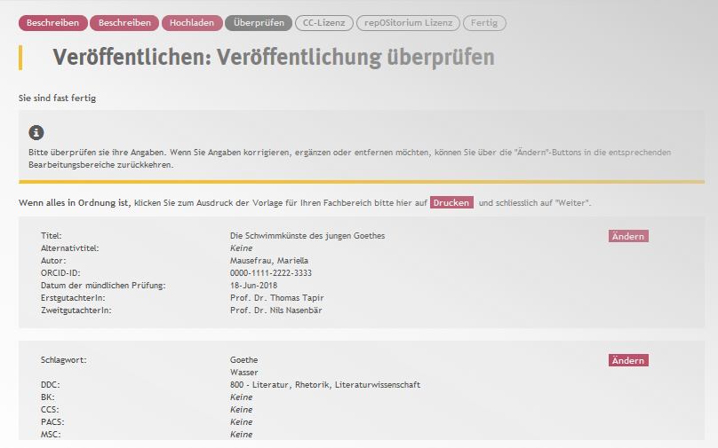 Screenshot Überprüfung Metadaten Screenshot Überprüfung Metadaten