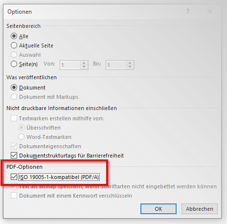 Beschreibung Erstellung PDF/A-Dateien Beschreibung Erstellung PDF/A-Dateien