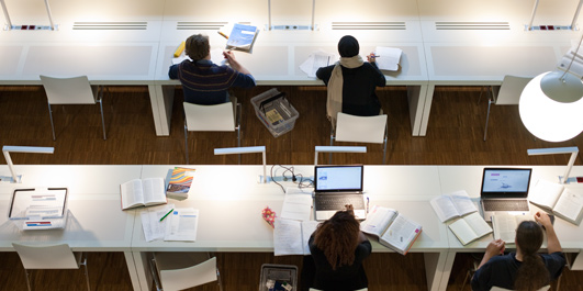 Studierende auf den Leseterrassen der Bereichsbibliothek Naturwissenschaften/Mathematik, Foto: Stephan Schute / Universitätsbibliothek