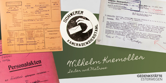 Ausschnitte der Ausstellungstafel für Wilhelm Knemöller, Universität Osnabrück & Gedenkstätte Esterwegen, Foto: Barbara Mönkediek / Universitätsbibliothek